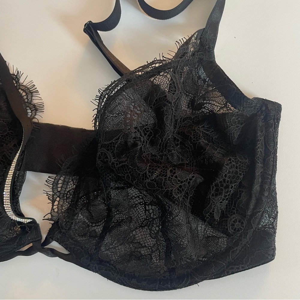 New! Victorias Secret very sexy shine strap black lace bra 3436 - Picture 5 of 8